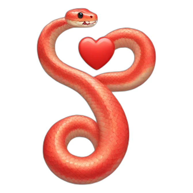A light red snake with a necklace and a heart sticker