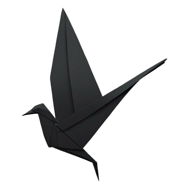origami bird black from the right side to see sticker