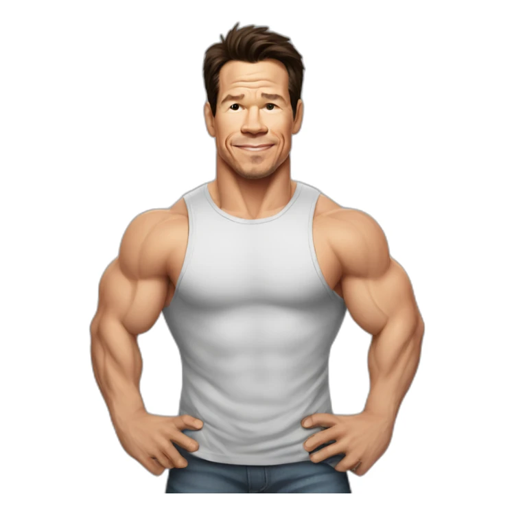 mark wahlberg cartoon wearing muscle tee sticker