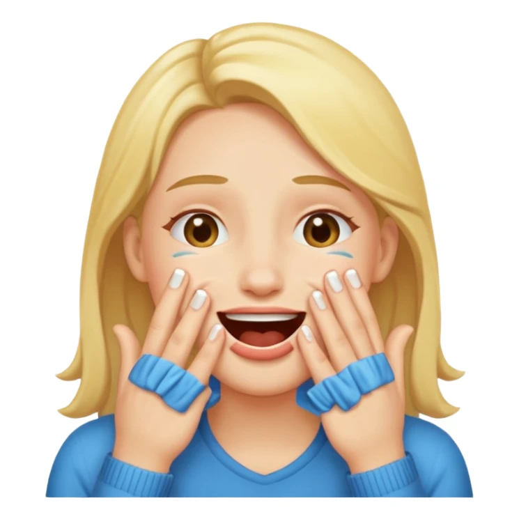 Laughing with tears and hands over mouth sticker