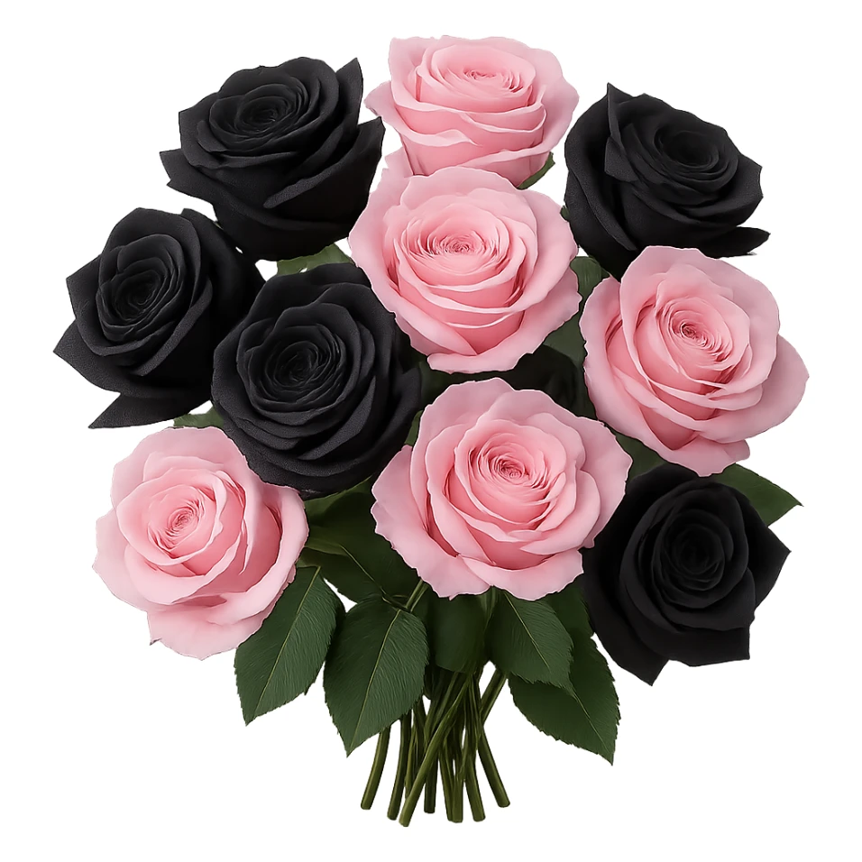 bouquet of black and pink roses , remove background sticker