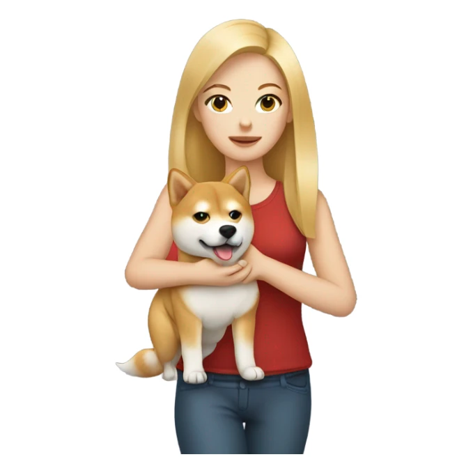 blonde girl with shiba inu sticker