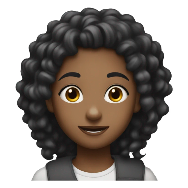 Black gril with long black curly hair excited ￼  sticker