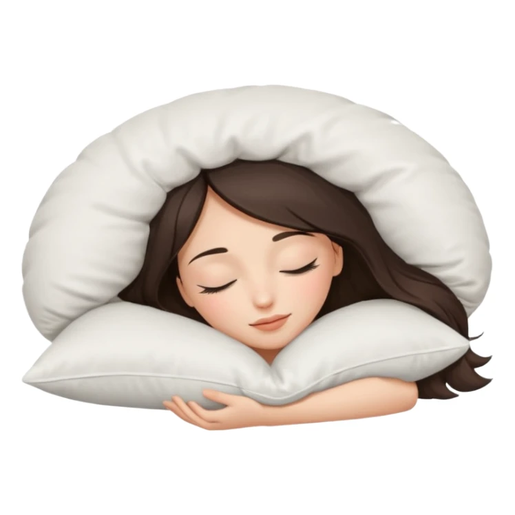 a beautiful brunette girl sleeping with a white pillow under her head  sticker