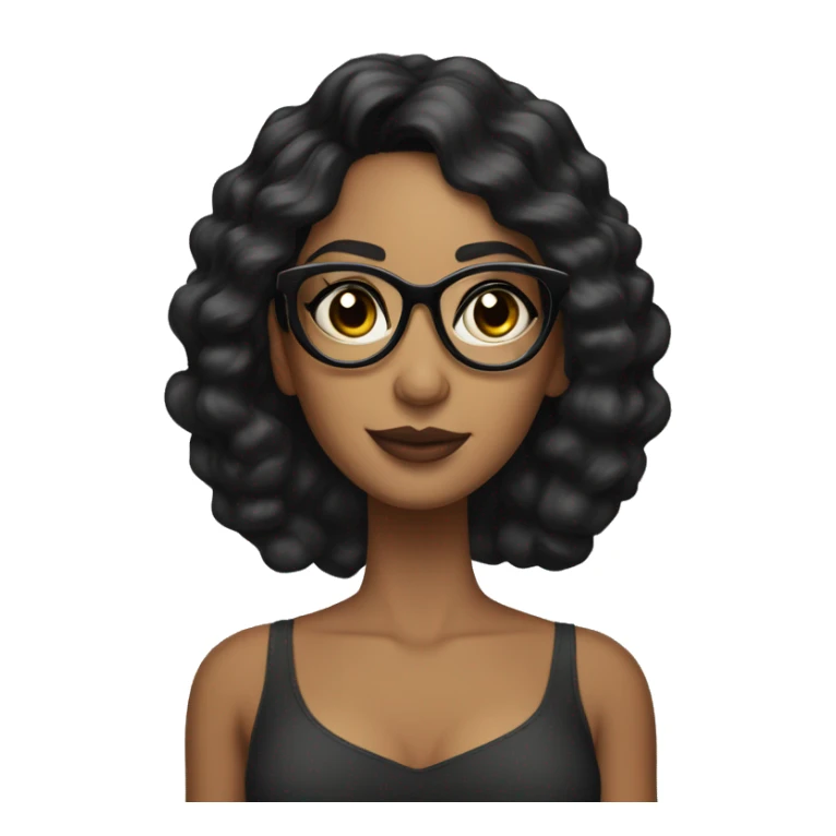 Mujer morena cabello negro con lentes y maquillaje sticker