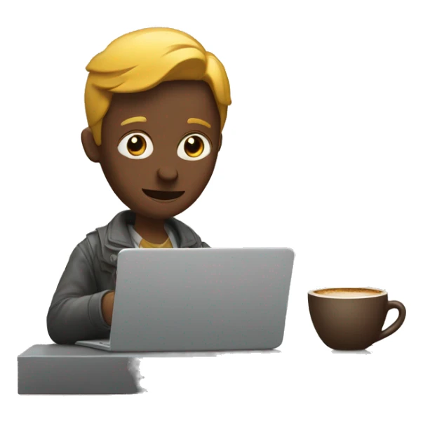 a human is working on a laptop with a cup of coffee sticker