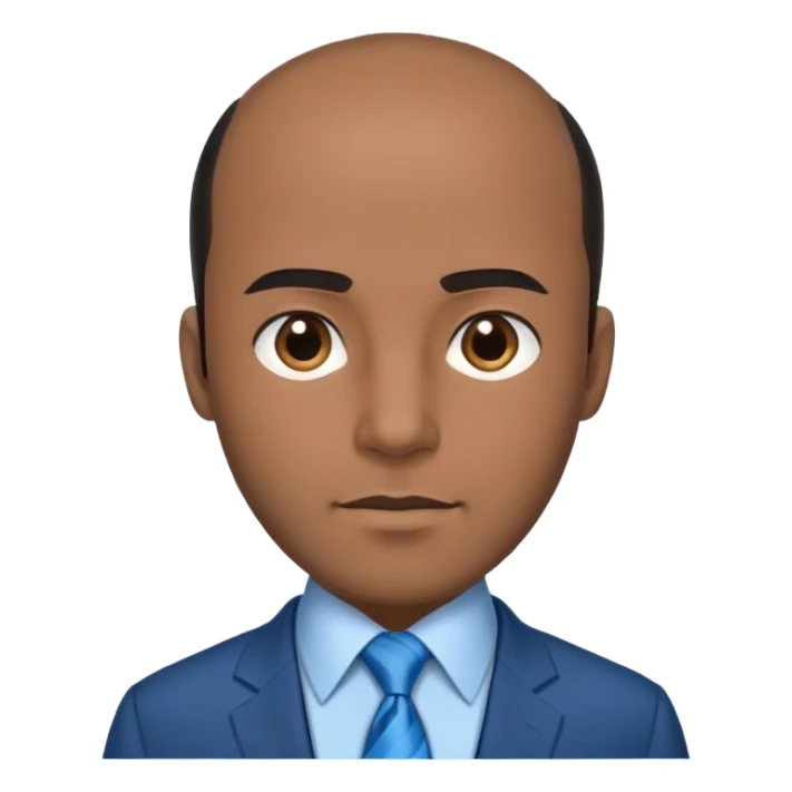 A principle man wearing a blue tie in a suit with black balding hair and brown eyes sticker
