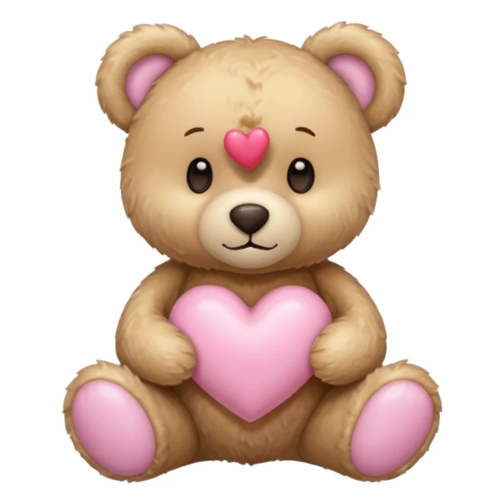 beige teddy bear and a pink pastel heart sticker