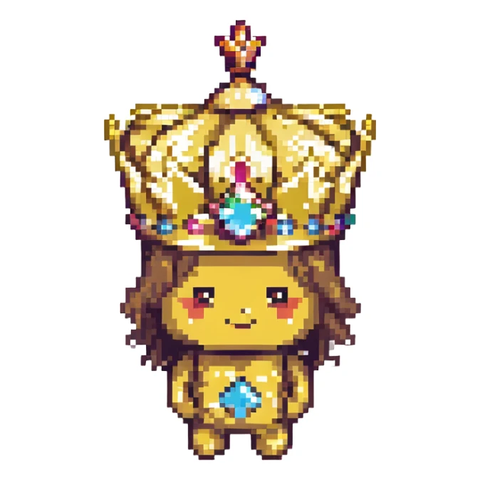 gold star with a crown, representing the word 'Elite', pixel art style sticker