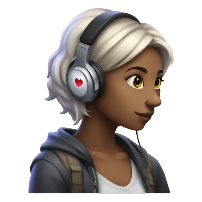 heart shaped gamer girl listening music sticker