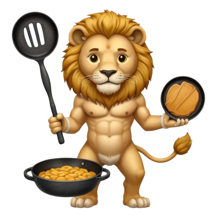 Lion holding cast iron skillet sticker