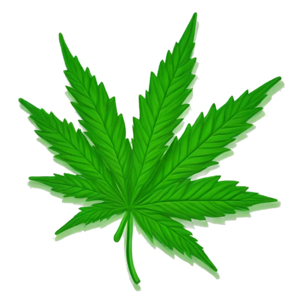 A green cannabis leaf being held by the stem as one would hold a flag. sticker