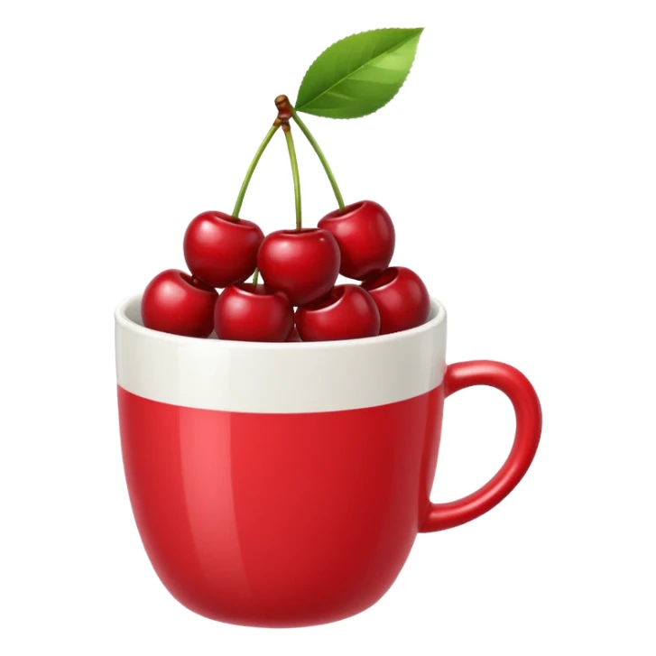 5pcs Fruit Cherry red on a cup. Fucos camera on the top of the cup sticker