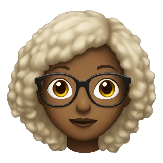 Black girl with glasses and a brown wig sticker