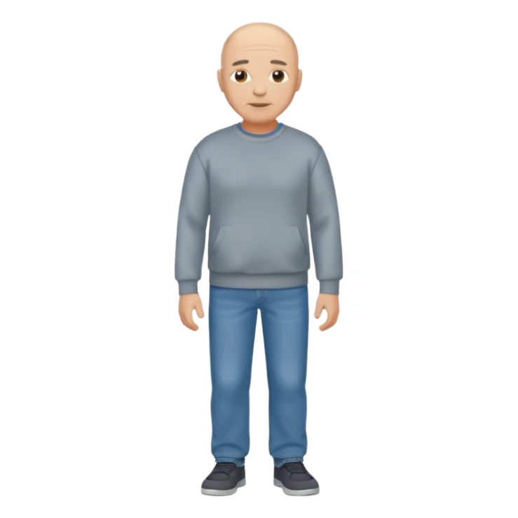 mature bald man sweatshirt and jeans full body sticker