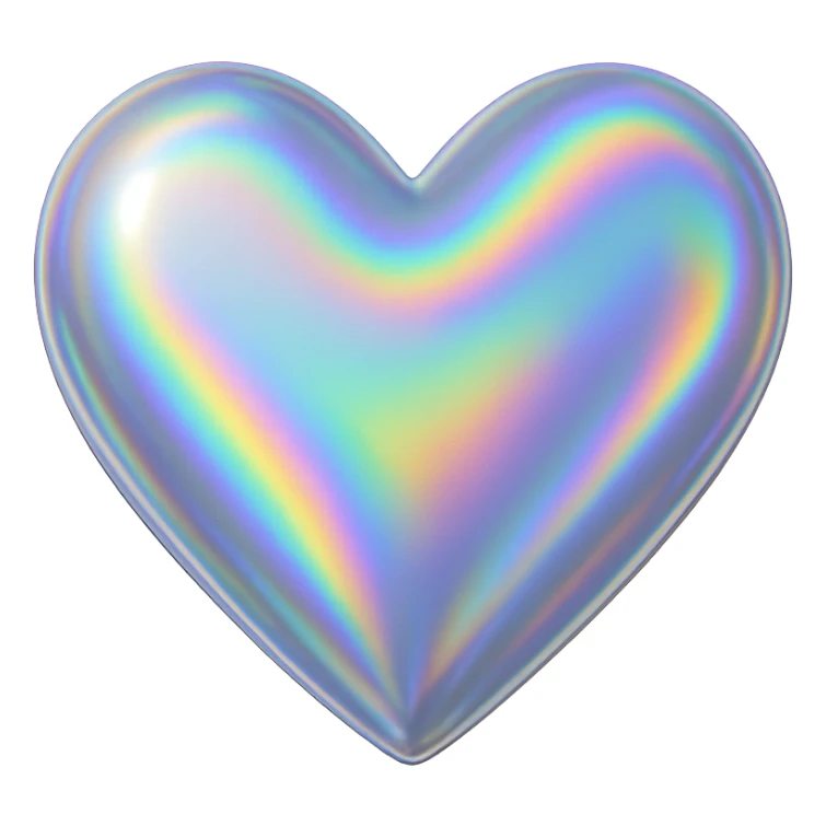 heart with a holographic silver finish sticker