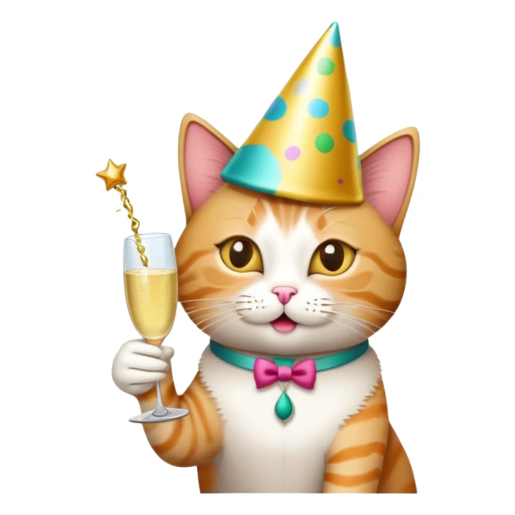 happy birthday cat drinking champagne sticker