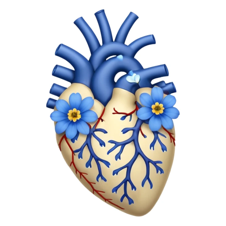 Anatomy heart + blue flowers sticker