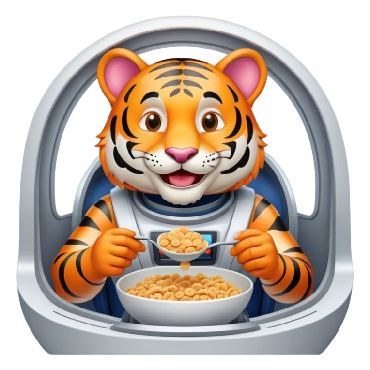 Tony the Tiger in a spaceship eating cereal  sticker