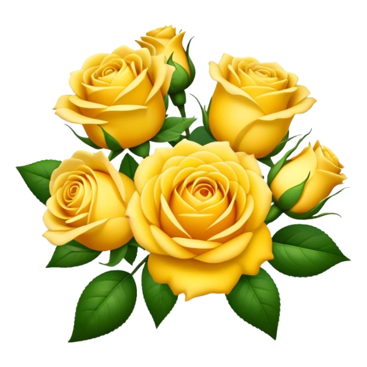 big bouquet Sunshine Yellow Tea Rose, luxuriant, leaf, bud sticker