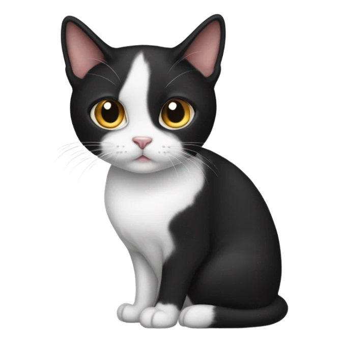Tuxedo cat with fully black head sticker