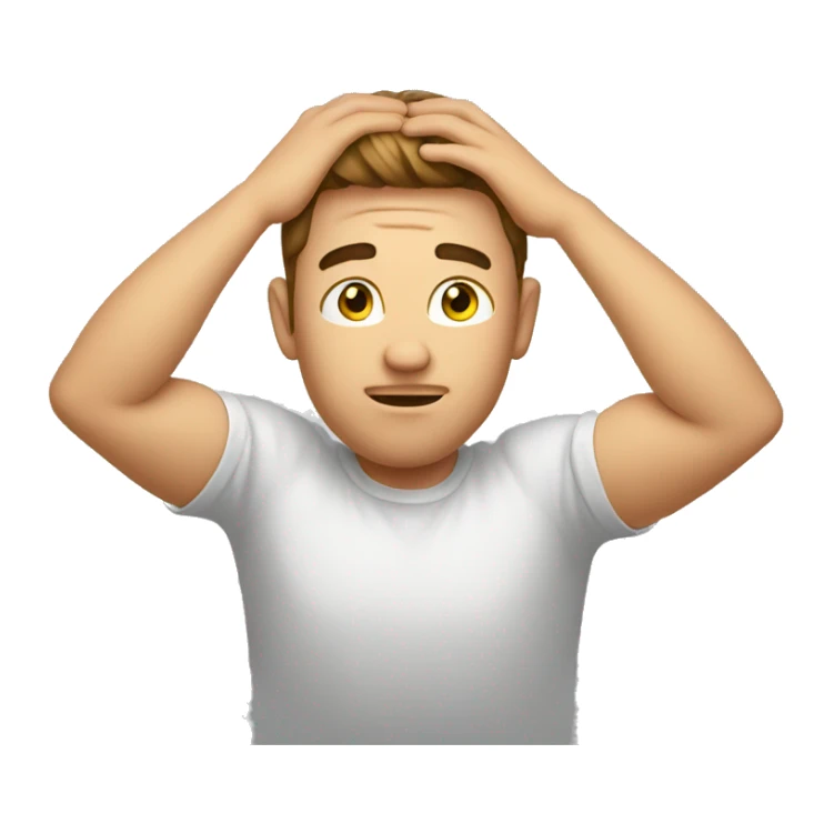 emoji that is realy trying to thing with hands on head sticker