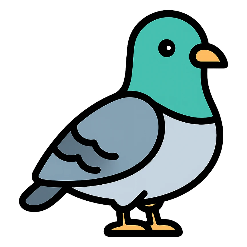cute pigeon, color outline icon style sticker
