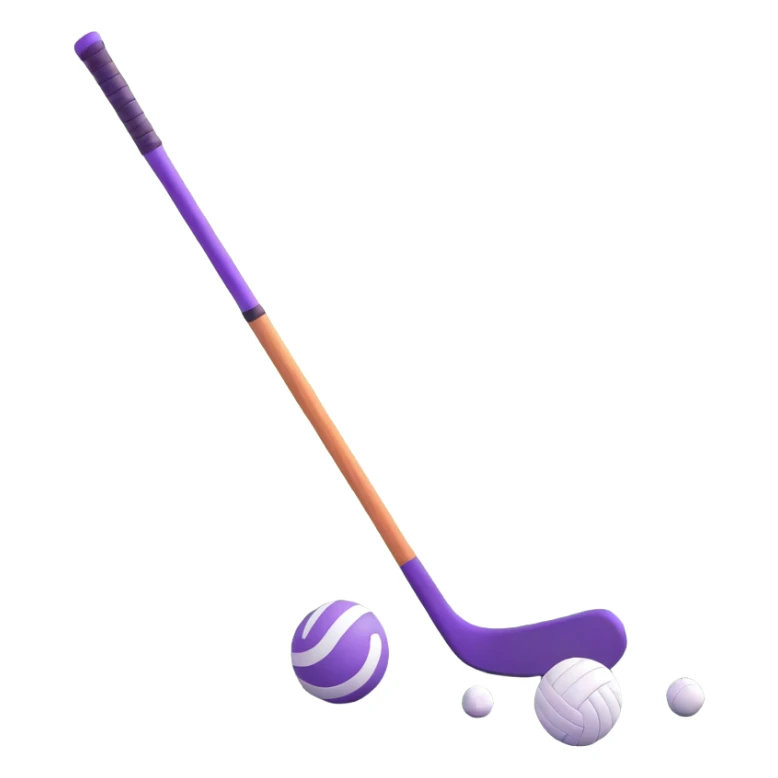 field hockey stick and ball on lush green field sticker