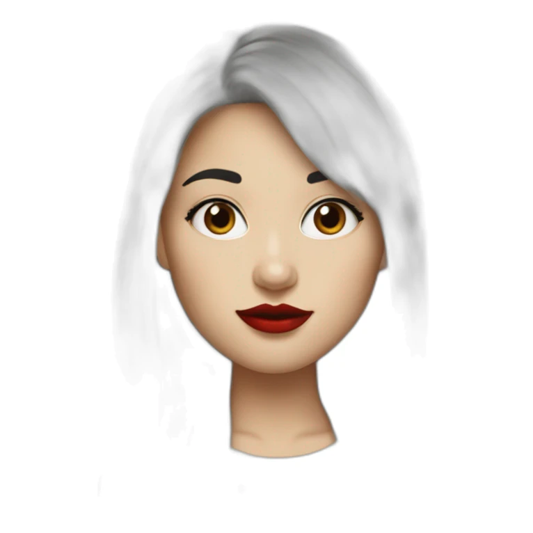 White-canada-girl-black-bangs-red-lipstick sticker