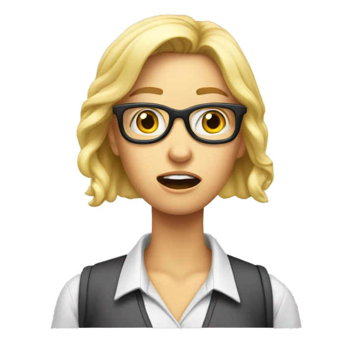 nerd worker female blond shocked open mouth sticker