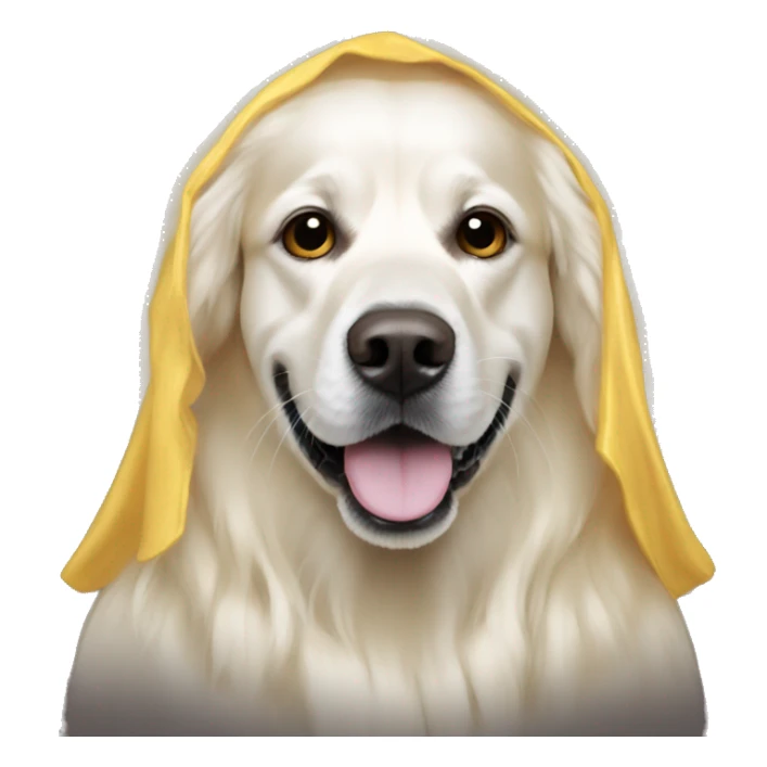 Golden retriever in a ghost costume  sticker