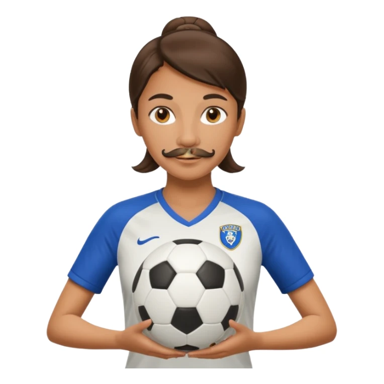 woman soccer player with mustache holding soccer ball sticker