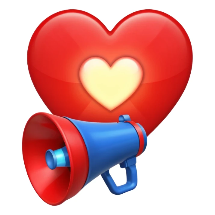 megaphone with a glowing heart coming out sticker