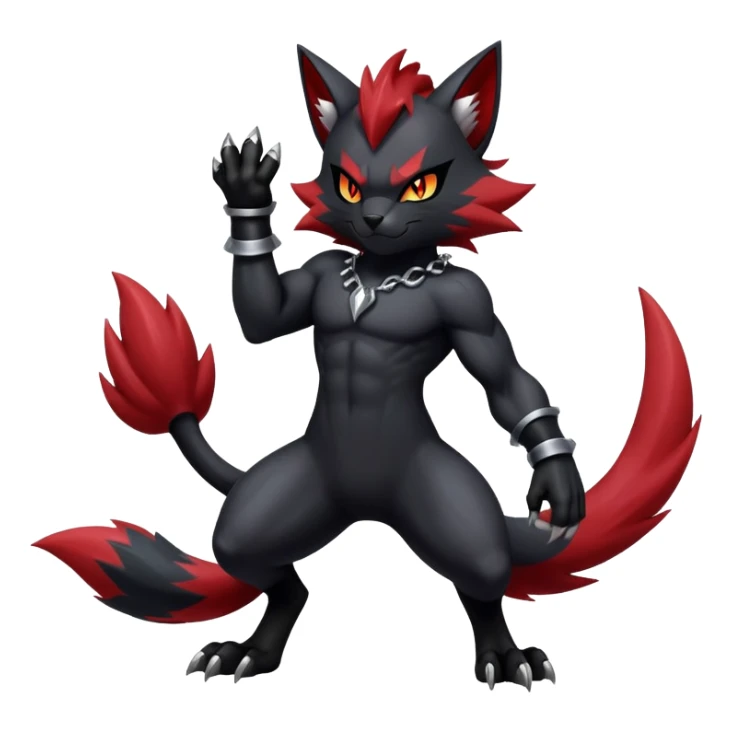 Shiny Dark Gothic Badass Handsome Torracat-Zoroark full body sticker