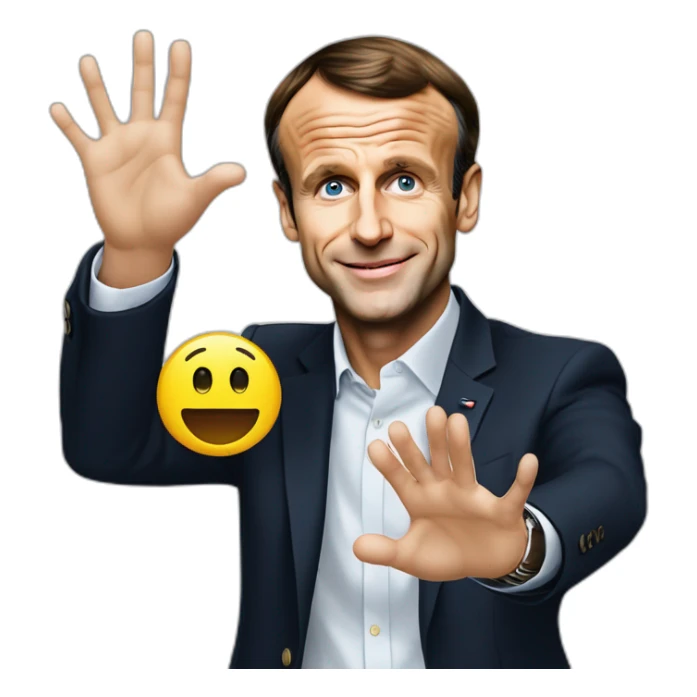 Emmanuel Macron avec un obérginent dans ces mains  sticker