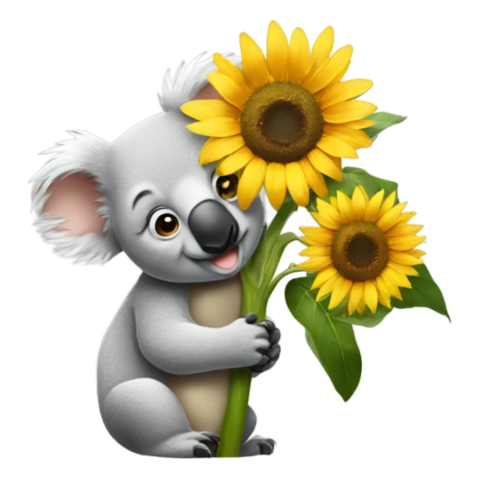 Koala kissing a sunflower sticker