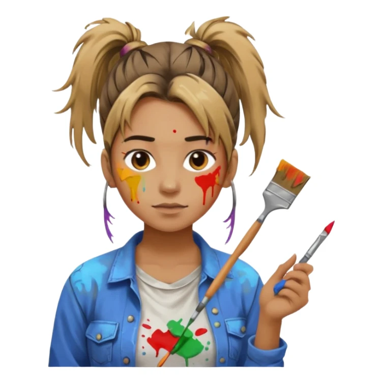 Artist with messy ponytail sticker