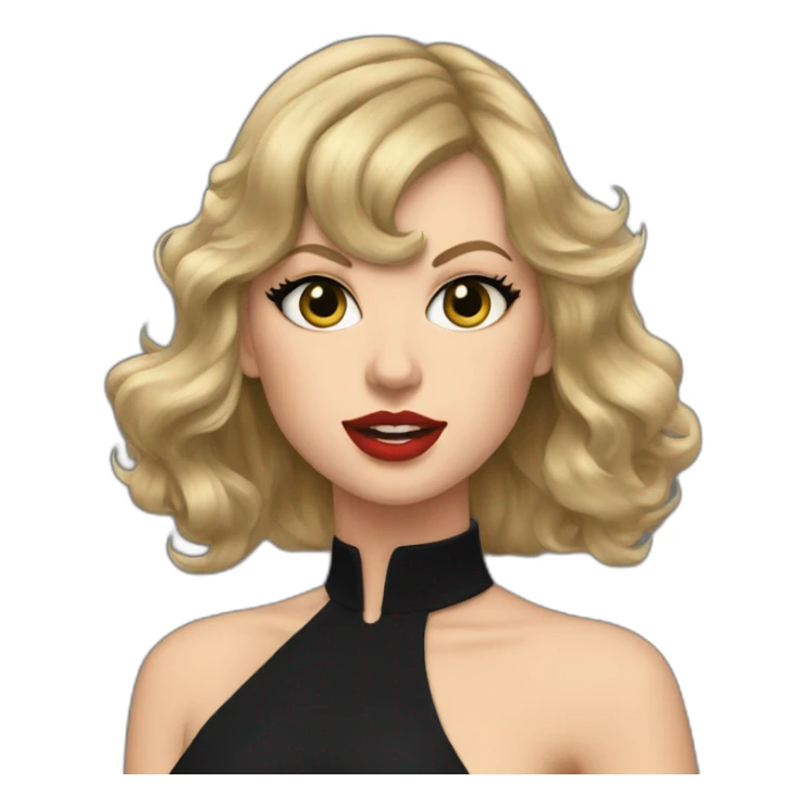Taylor swift with black dress and she's disgust sticker