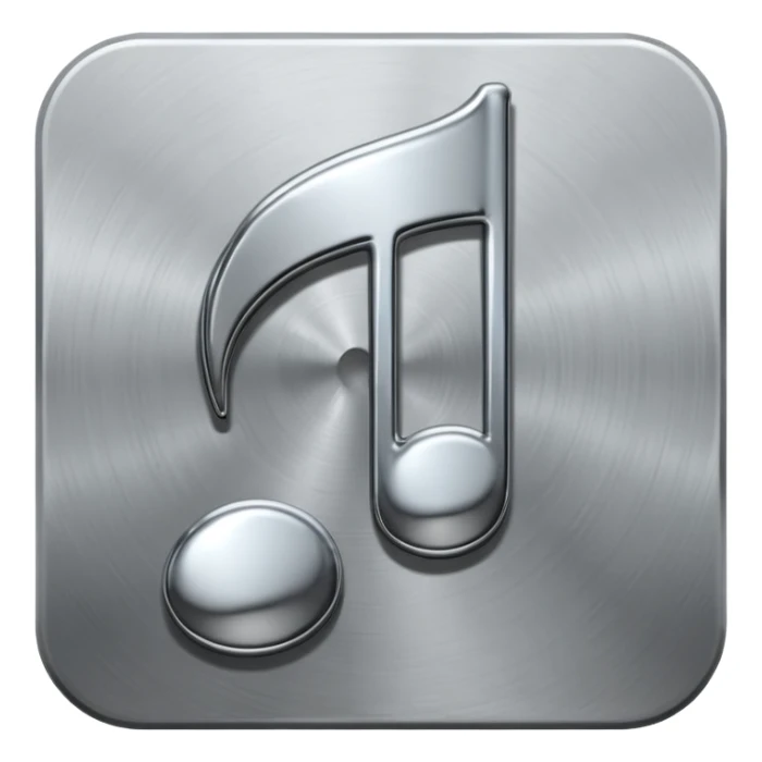 music note with a chromic metal texture, no gold sticker