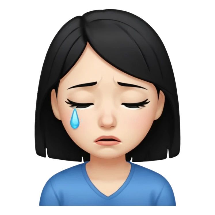 eye closed crying girl with black hair  sticker