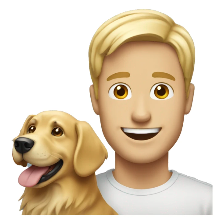 happy blonde man with golden retriever  sticker