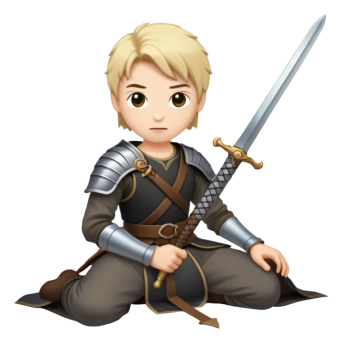 the sword on the floor and a mirror person sticker