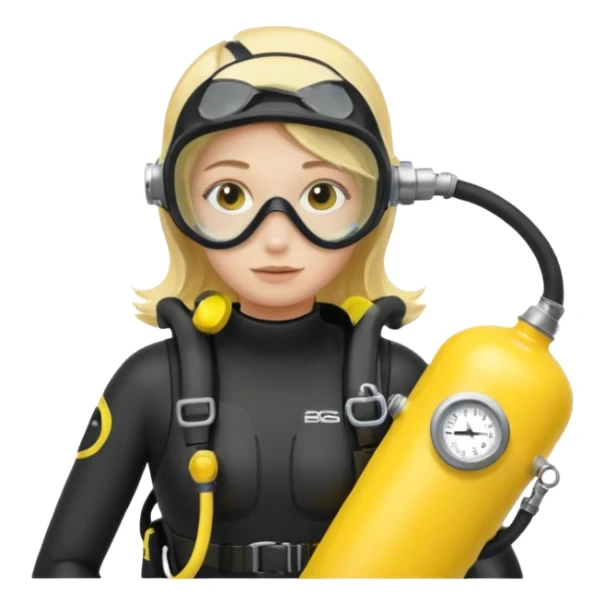 scuba diving girl blonde with yellow oxygen tank sticker