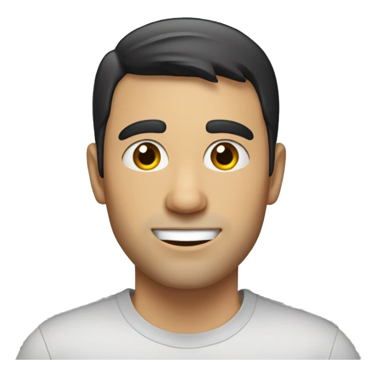 A 30 year old, caucasian man, with short black hair,   wearing a tshirt. sticker