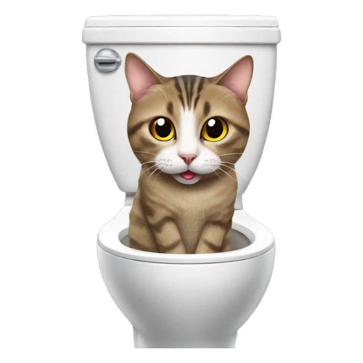 cat in a toilet sticking its tongue out sticker