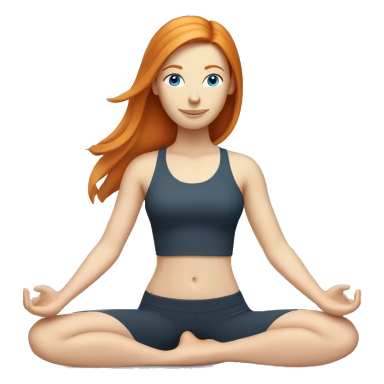 Ginger straight hair woman with blue eyes doing yoga sticker