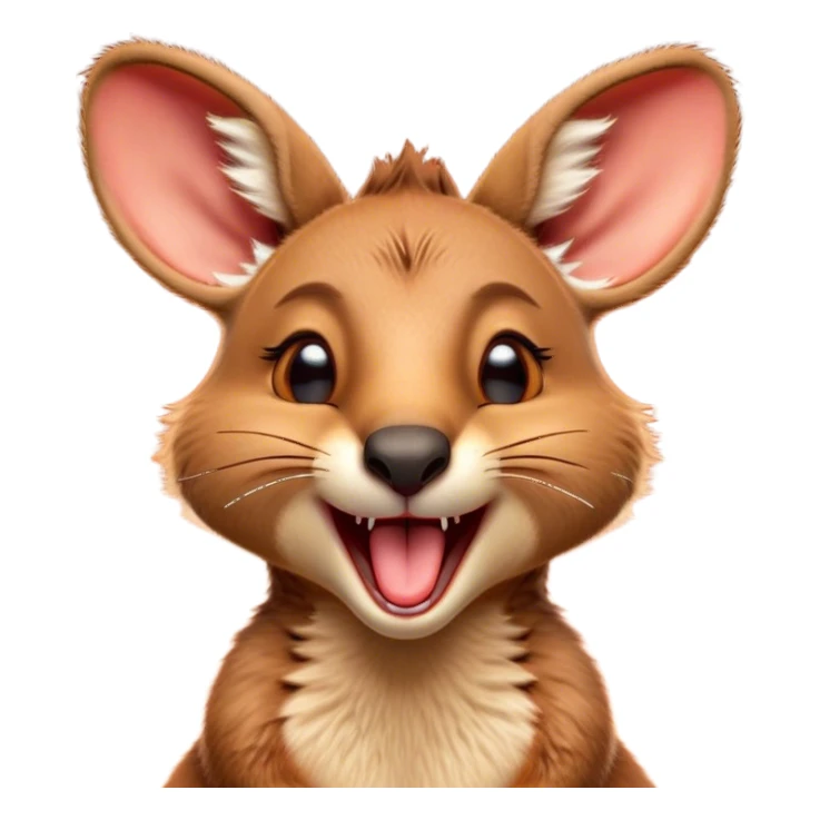 Cinematic Cute Yawning Kangaroo Portrait Emoji, Head tilted slightly with a dramatic, wide-open yawn, showcasing a soft, downy red-orange fur with gently drooping ears and round amber eyes barely open in drowsy contentment, Simplified yet irresistibly adorable features, highly detailed, glowing with a soft, cozy glow, high shine, relaxed yet expressive, stylized with a touch of outback charm, bright and endearing, soft glowing outline, capturing the essence of a sleepy yet affectionate kangaroo, so drowsy it feels like it could stretch out of the screen and curl up for a nap! sticker