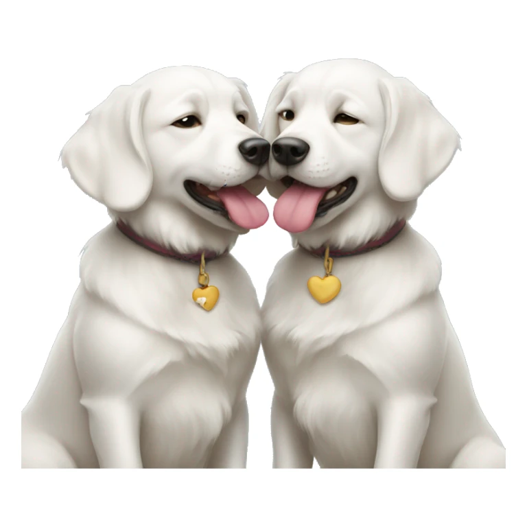 Two white dogs kissing each other sticker