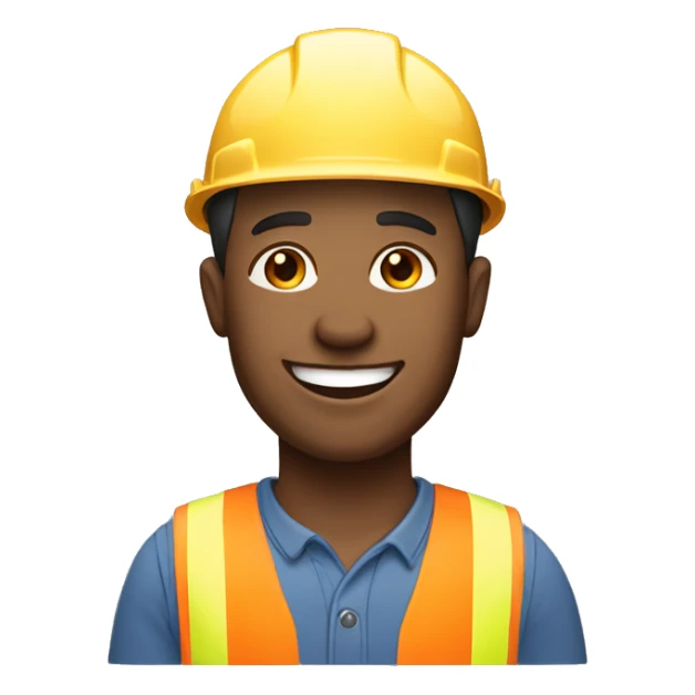 Happy construction worker with european skin tone sticker