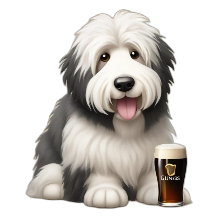 old english sheepdog with pint of guinness sticker
